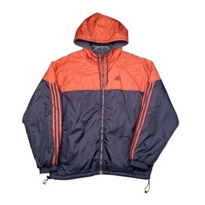 Vintage Adidas 90s Jacket Reversible Fleece Gray Orange Y2k Streetwear Mens  XL